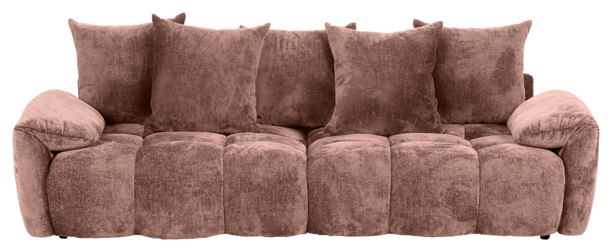 BIGSOFA in Chenille Altrosa  - Schwarz/Altrosa, Design, Kunststoff/Textil (265/67/130cm) - home24