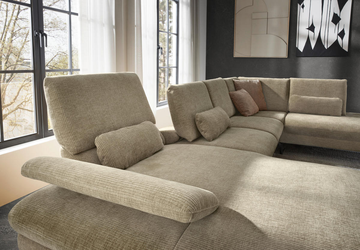 WOHNLANDSCHAFT in Webstoff Beige  - Beige/Schwarz, Design, Textil/Metall (157/354/208cm) - Dieter Knoll