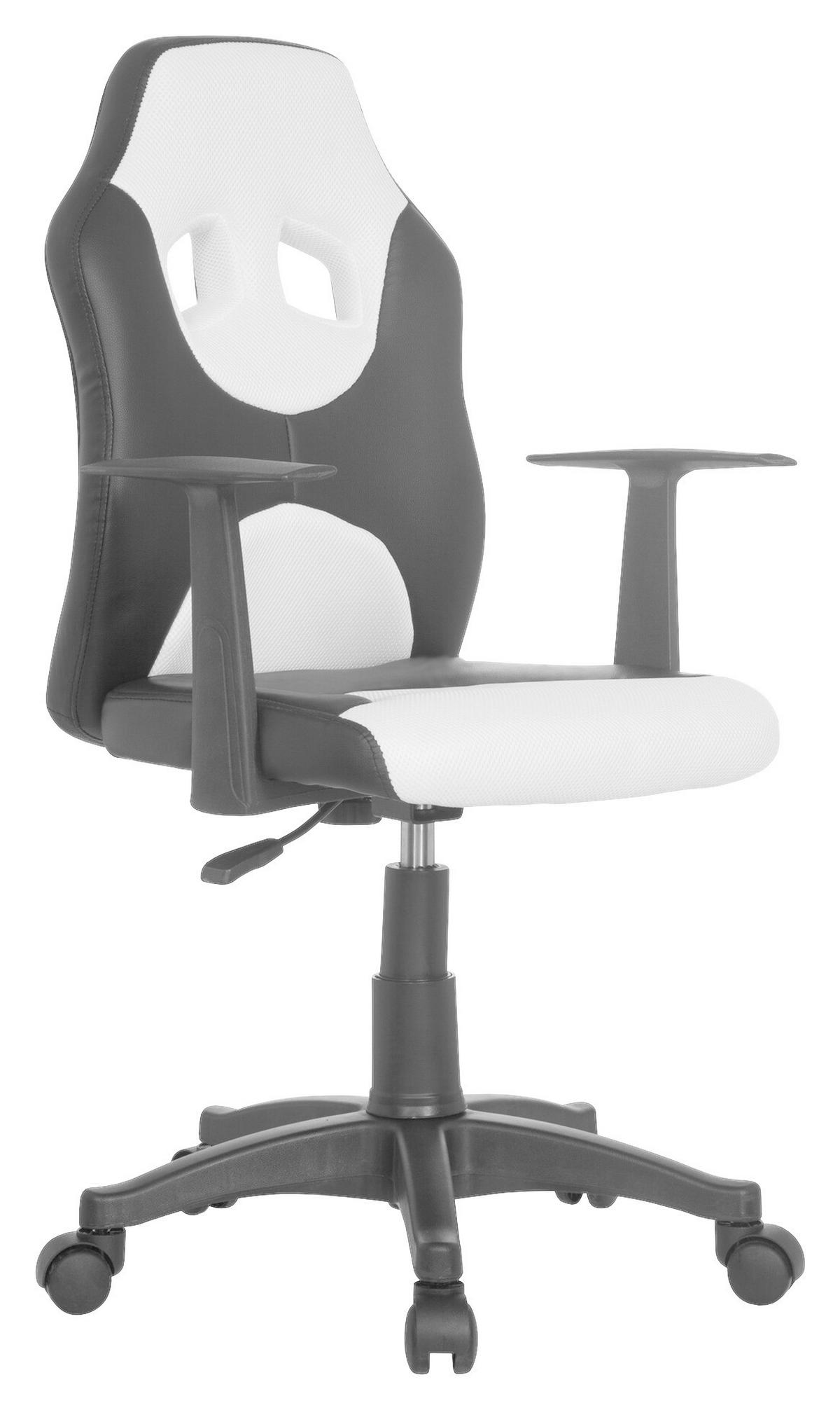 JUGENDDREHSTUHL Schwarz, Weiß  - Schwarz/Weiß, Basics, Kunststoff (54/90-100/48cm) - MID.YOU