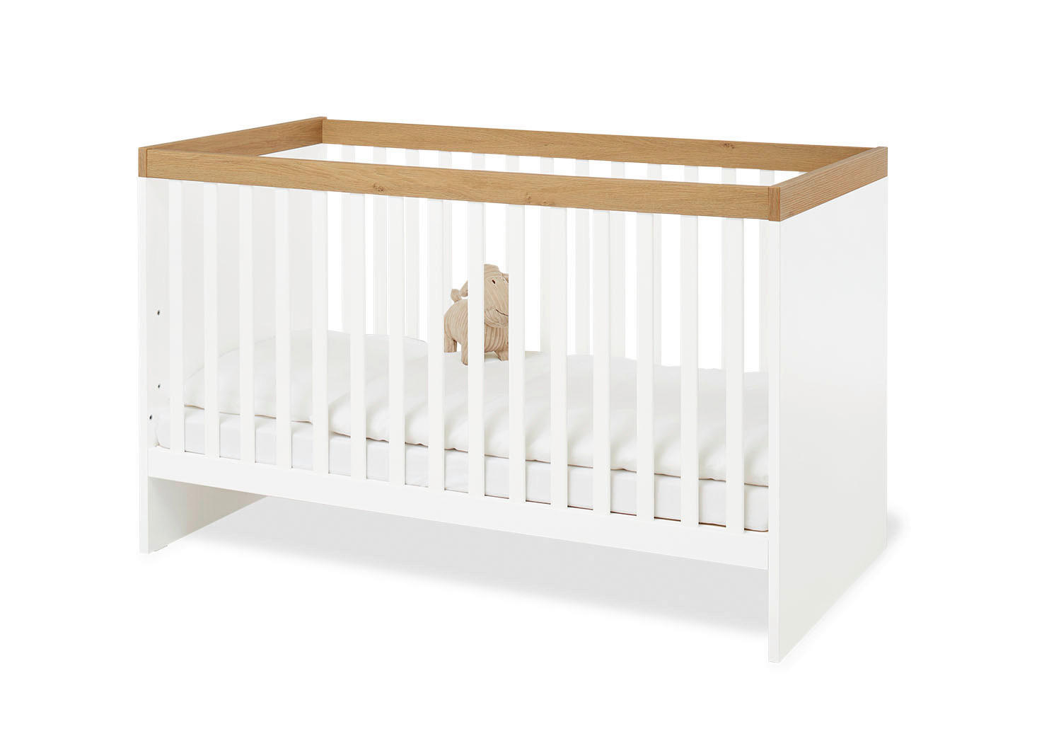 Pinolino Gitterbett Linje Weiß, Natur 75 cmx88 cmx144 cm