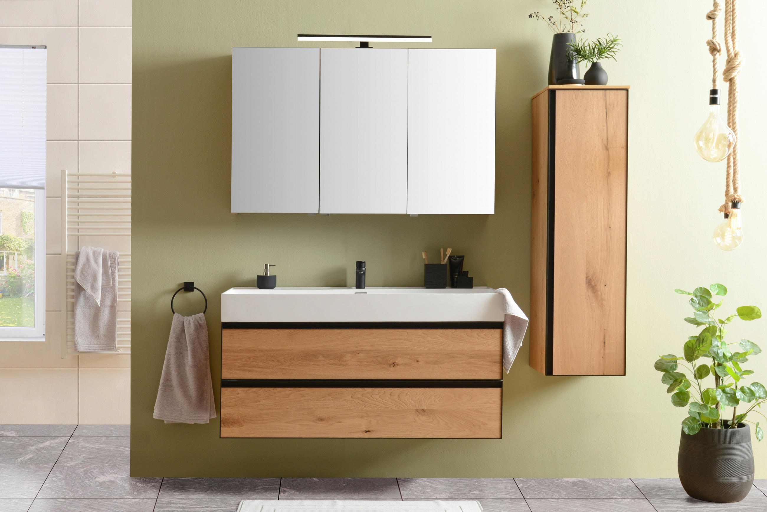 BADEZIMMER  in 120 cm  - Eichefarben/Schwarz, MODERN, Holz (120cm) - Dieter Knoll