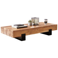 COUCHTISCH 130/59/25 cm Akazie massiv rechteckig Akaziefarben  - Schwarz/Akaziefarben, Design, Holz/Metall (130/59/25cm) - MID.YOU