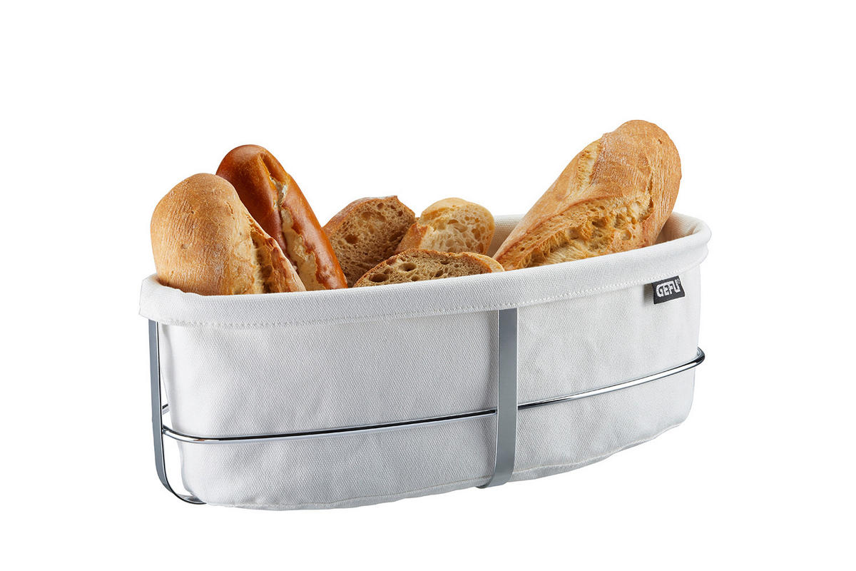 BROTKORB - Edelstahlfarben/Weiß, Basics, Naturmaterialien/Textil (33,5/15/11,5cm) - Gefu