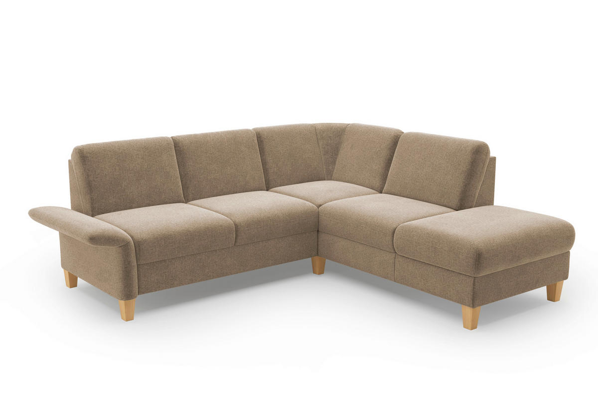 ECKSOFA ROCHELLE E Hellbraun Flachgewebe  - Hellbraun/Eichefarben, KONVENTIONELL, Holz/Textil (240/216cm) - Sit & More