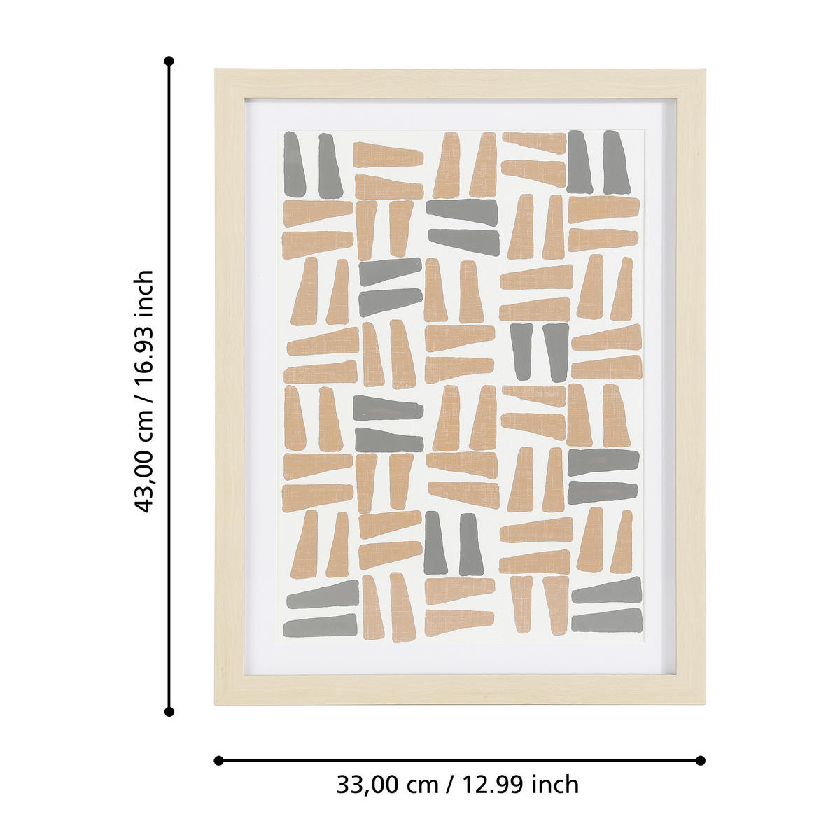 DRUCKGRAFIK Abstraktes Schwarz, Weiß, Terracotta  - Eichefarben/Terracotta, Trend, Glas/Papier (33/1,6/43cm) - Eglo