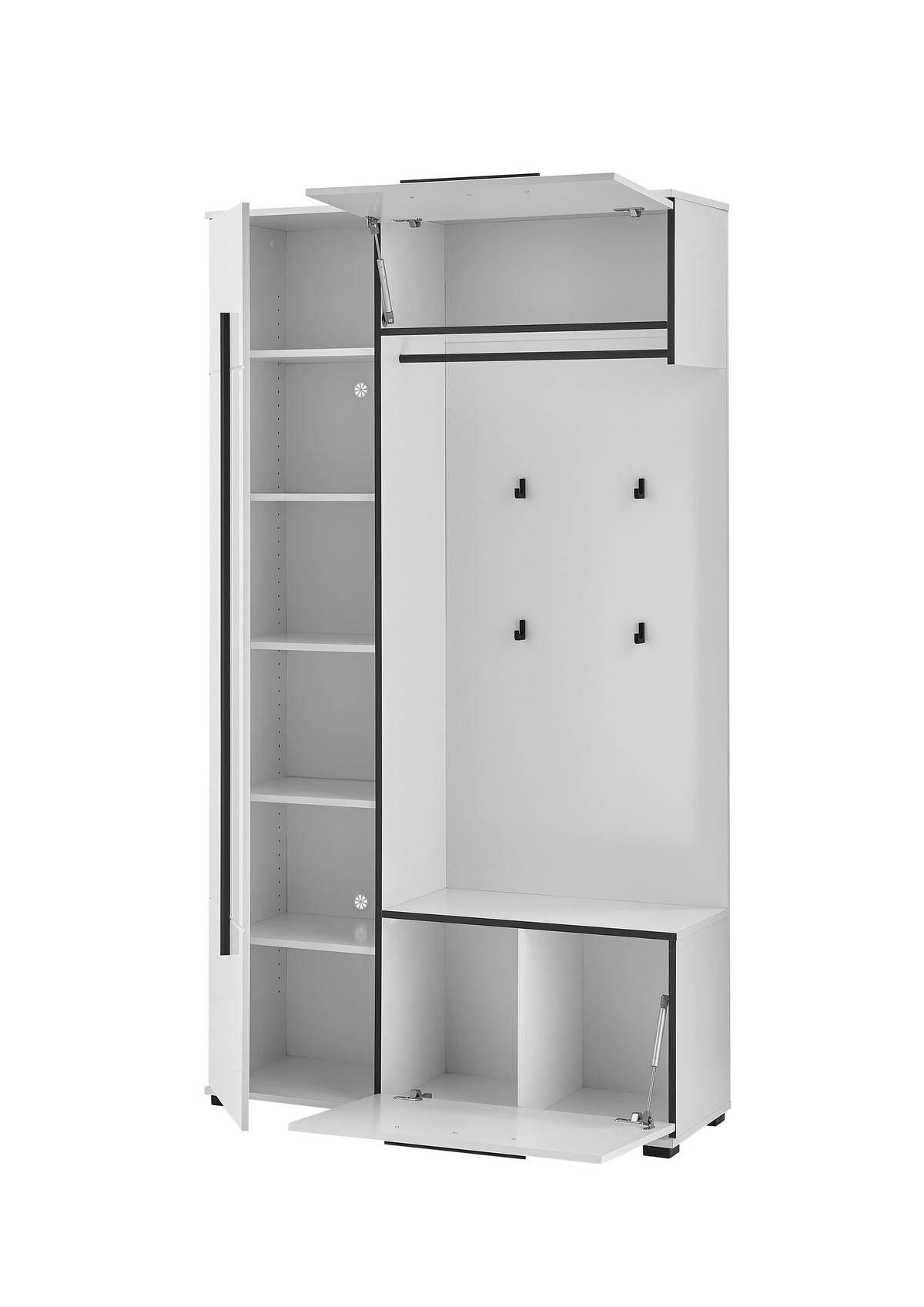 GARDEROBE  in 111/201/39 cm  - Weiß Hochglanz/Weiß, MODERN, Holzwerkstoff (111/201/39cm) - MID.YOU