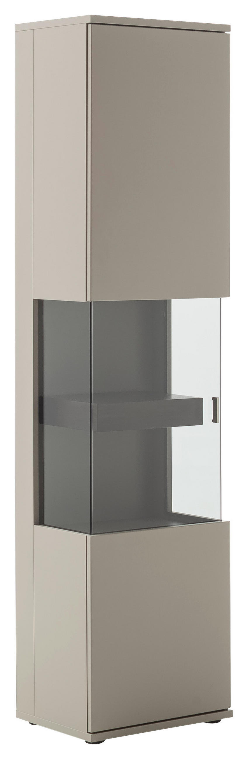 VITRINE  in furniert Grau, Eichefarben - Eichefarben/Grau, Design, Glas/Holzwerkstoff (50/201/37cm) - Novel