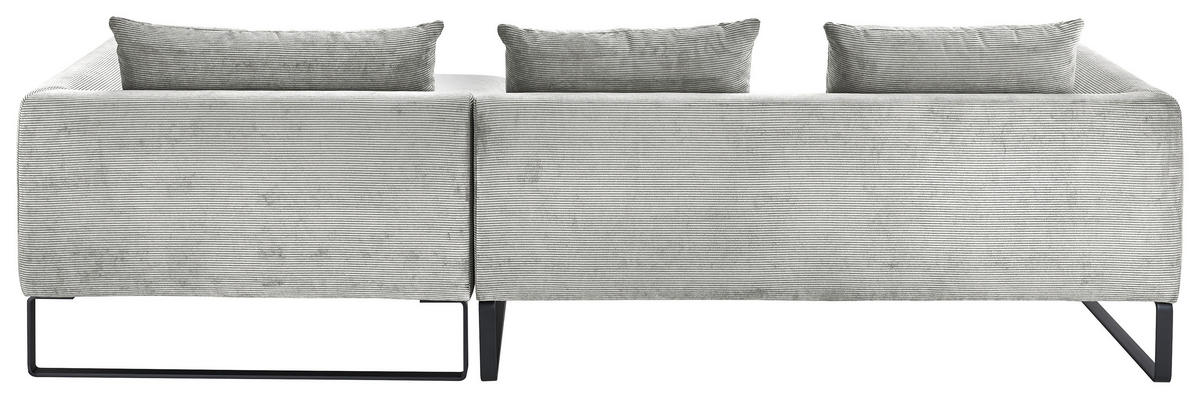 ECKSOFA in Cord Grau  284/178 cm  - Schwarz/Grau, KONVENTIONELL, Textil/Metall (284/178cm) - Hom`in
