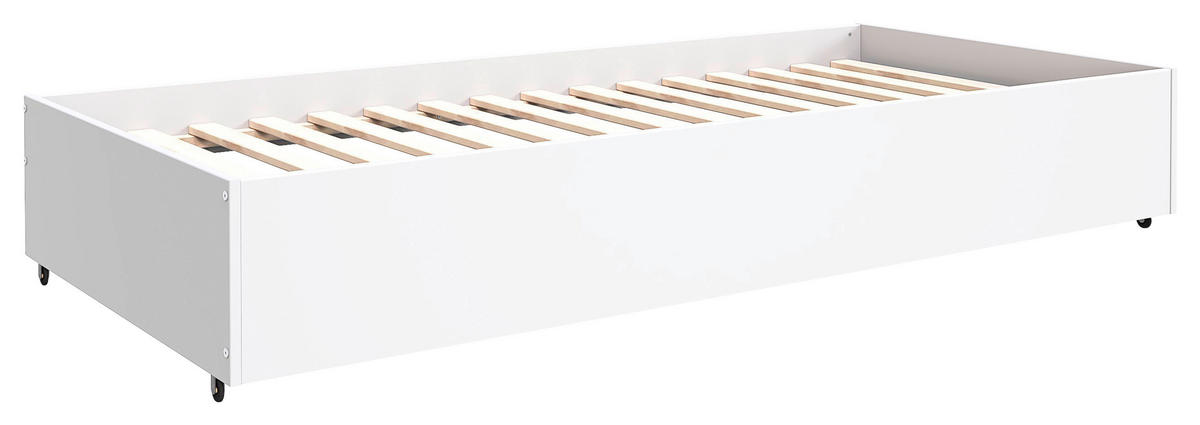 AUSZIEHBETT 90/200 cm,  in Weiß, Bettschublade, Lattenrost für Zusatzbett, Lattenrost für Hauptbett  - Naturfarben/Weiß, MODERN, Holz/Holzwerkstoff (90/200cm) - MID.YOU
