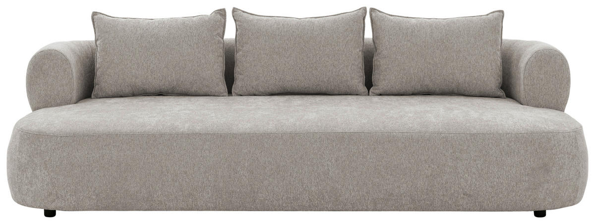 BIGSOFA in Chenille Hellgrau  - Hellgrau/Schwarz, Design, Kunststoff/Textil (240/76/122cm) - Livetastic
