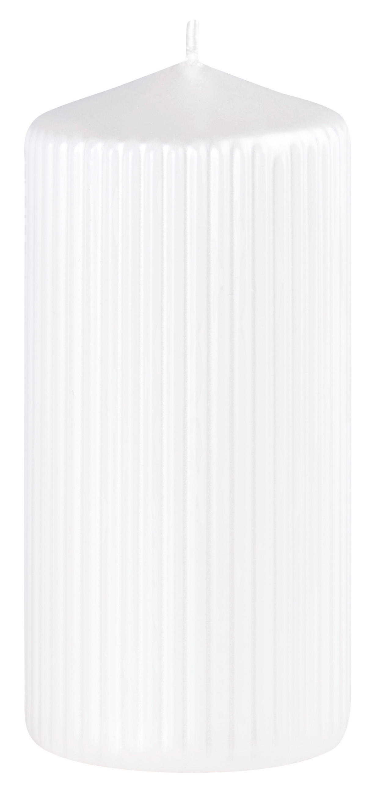 VÁLCOVÁ SVÍČKA - perleť, Basics, přírodní materiály (6.5/14/6.5cm)