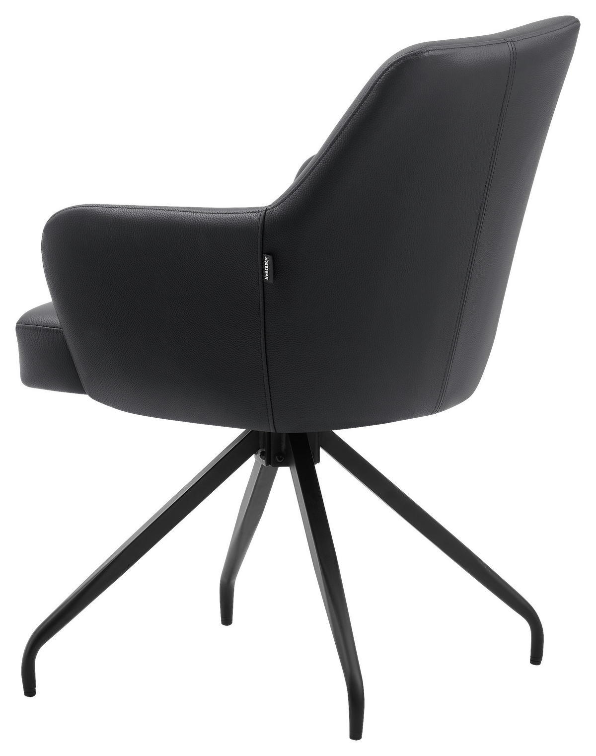 STOLICA S NASLONOM ZA RUKE  crna  drvo, metal, koža      - crna, Moderno, koža/drvo (57,5/83,5/63cm) - Livetastic