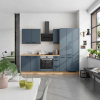 KÜCHENBLOCK Easytouch 270 cm  in Eichefarben, Dunkelblau  - Eichefarben/Schwarz, MODERN, Holzwerkstoff/Metall (270cm) - Nobilia