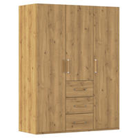 DREHTÜRENSCHRANK 151/197/60 cm,  in Eichefarben, 3 Tür(en)  - Eichefarben/Silberfarben, Design, Holzwerkstoff/Kunststoff (151/197/60cm) - Novel