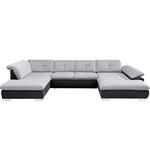 Wohnlandschaft inkl.Funktionen Grau, Schwarz Flachgewebe  - Chromfarben/Schwarz, Design, Textil (211/343/204cm) - Xora