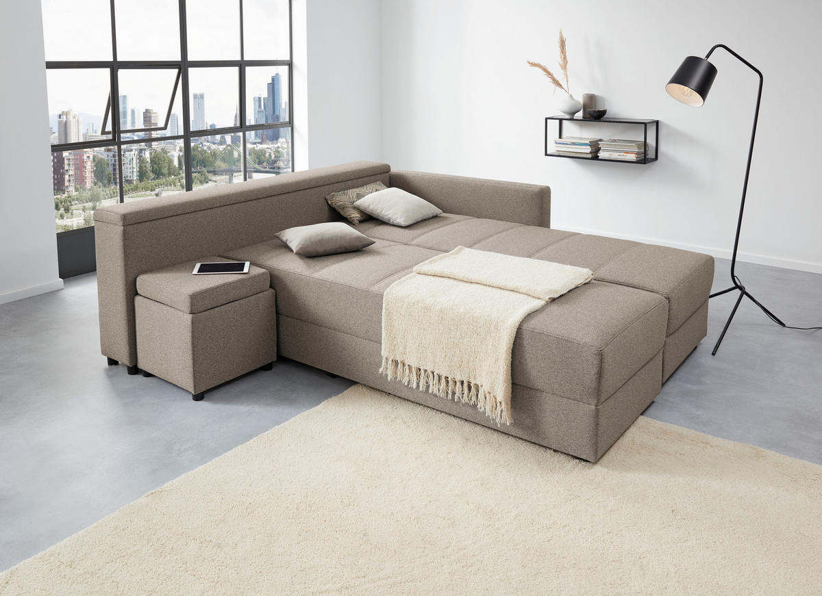 ECKSOFA LOOKS III Hellgrau Webstoff  - Hellgrau/Schwarz, Design, Kunststoff/Textil (229/287cm) - LOOKS by W.Joop
