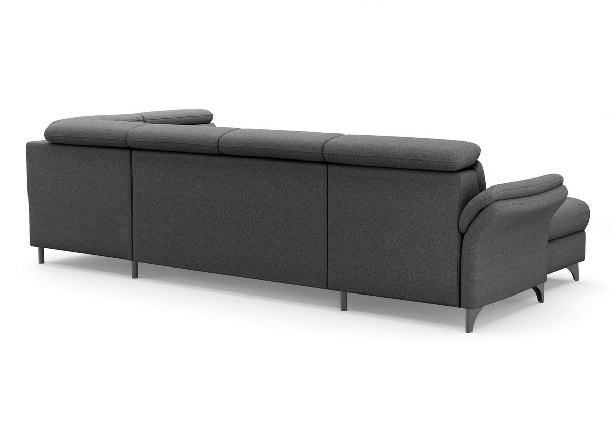 WOHNLANDSCHAFT GLENDALE E in Flachgewebe Dunkelgrau  - Dunkelgrau/Schwarz, KONVENTIONELL, Textil/Metall (166/321/193cm) - Sit & More