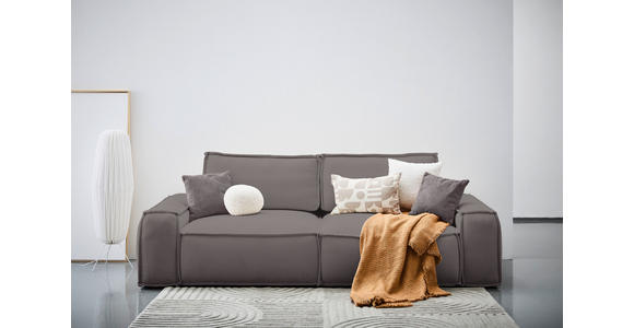 SCHLAFSOFA mit Liegefunktion, Schlafen auf Sitzhöhe, Rücken echt Webstoff Dunkelgrau - Dunkelgrau/Schwarz, KONVENTIONELL, Kunststoff/Textil (256/83/115cm) - Carryhome