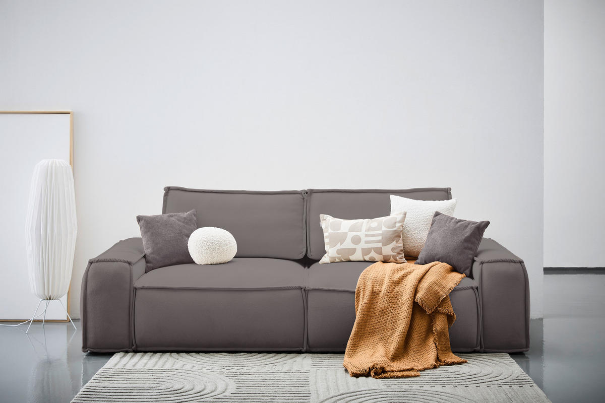 SCHLAFSOFA Webstoff Dunkelgrau  - Dunkelgrau/Schwarz, KONVENTIONELL, Kunststoff/Textil (256/83/115cm) - Carryhome