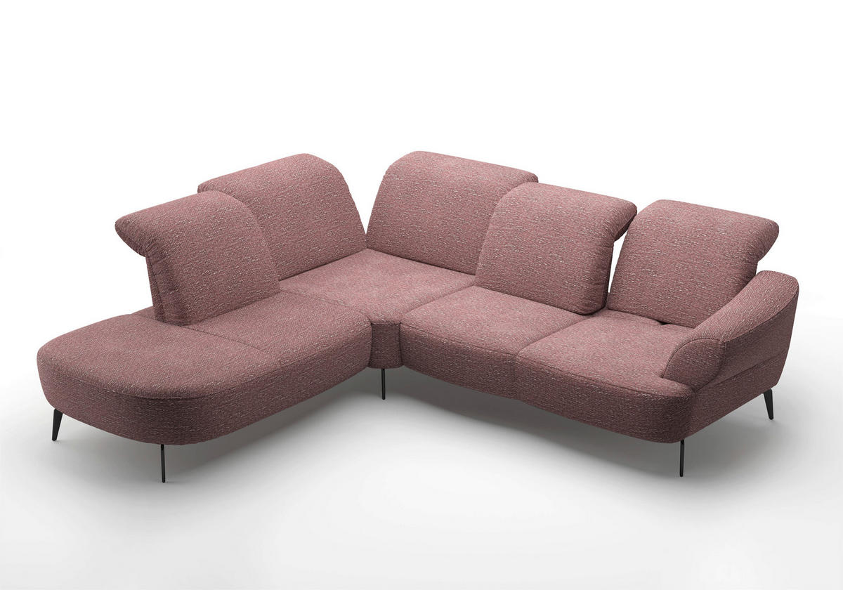 ECKSOFA in Chenille Aubergine  - Aubergine/Schwarz, Modern, Textil/Metall (270/302cm) - Sit & More
