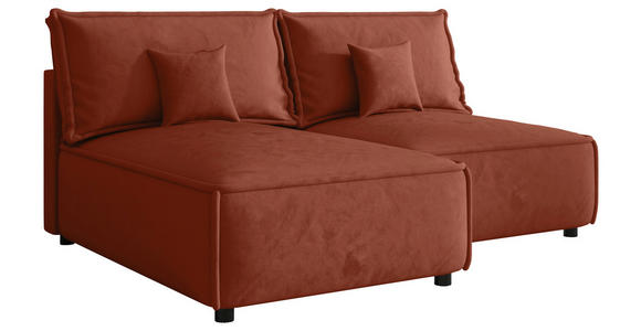 ECKSOFA Terracotta Webstoff Zierkissen, Rückenkissen, Rücken echt  - Terracotta/Schwarz, MODERN, Kunststoff/Textil (153/200cm) - Xora