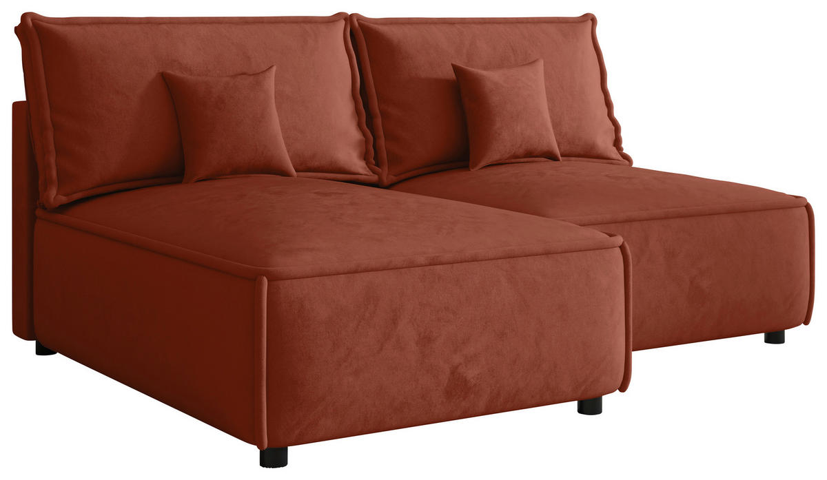 ECKSOFA Terracotta Webstoff Zierkissen, Rückenkissen, Rücken echt  - Terracotta/Schwarz, MODERN, Kunststoff/Textil (153/200cm) - Xora