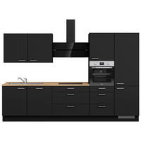 KÜCHENLEERBLOCK 330 cm   in Schwarz, Eichefarben  - Edelstahlfarben/Eichefarben, MODERN, Holzwerkstoff/Metall (330cm) - Nobilia