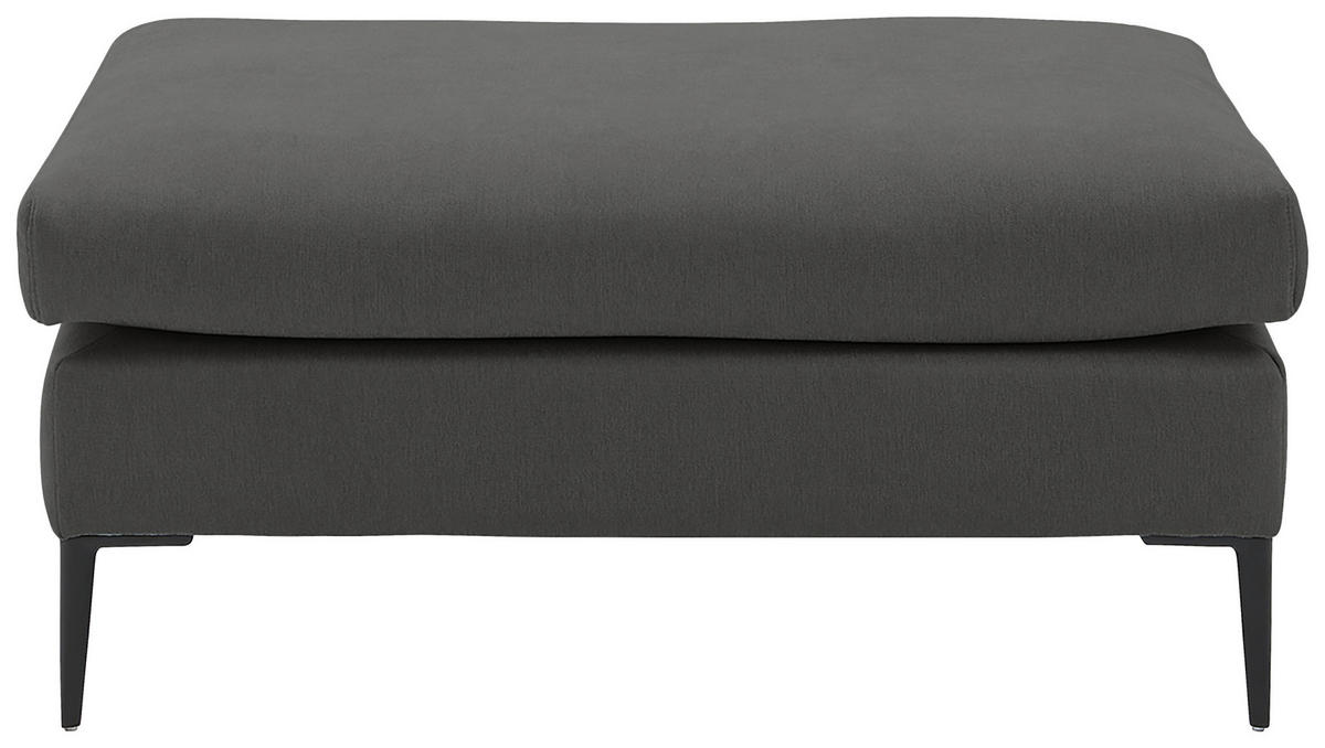 HOCKER in Textil Dunkelgrau  - Dunkelgrau/Schwarz, Modern, Textil/Metall (100/43/69cm) - Trendmanufaktur