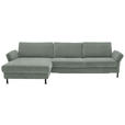 ECKSOFA  in Chenille, Flachgewebe Hellgrau Rücken echt  175/316 cm  - Hellgrau/Schwarz, Design, Textil/Metall (175/316cm) - Dieter Knoll