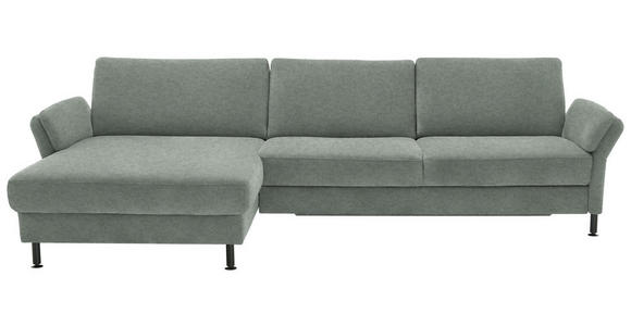 ECKSOFA  in Chenille, Flachgewebe Hellgrau Rücken echt  175/316 cm  - Hellgrau/Schwarz, Design, Textil/Metall (175/316cm) - Dieter Knoll