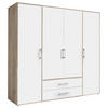 KLEIDERSCHRANK 206/195/60 cm 4-türig Weiß, Eiche San Remo  - Alufarben/Weiß, KONVENTIONELL, Holzwerkstoff/Kunststoff (206/195/60cm) - Boxxx