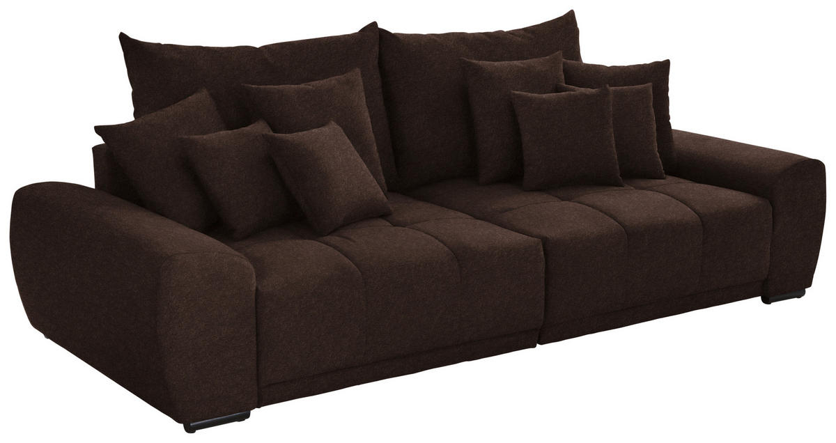 BIGSOFA Samt Dunkelbraun  - Dunkelbraun/Schwarz, KONVENTIONELL, Holz/Textil (280/67/120cm) - Carryhome
