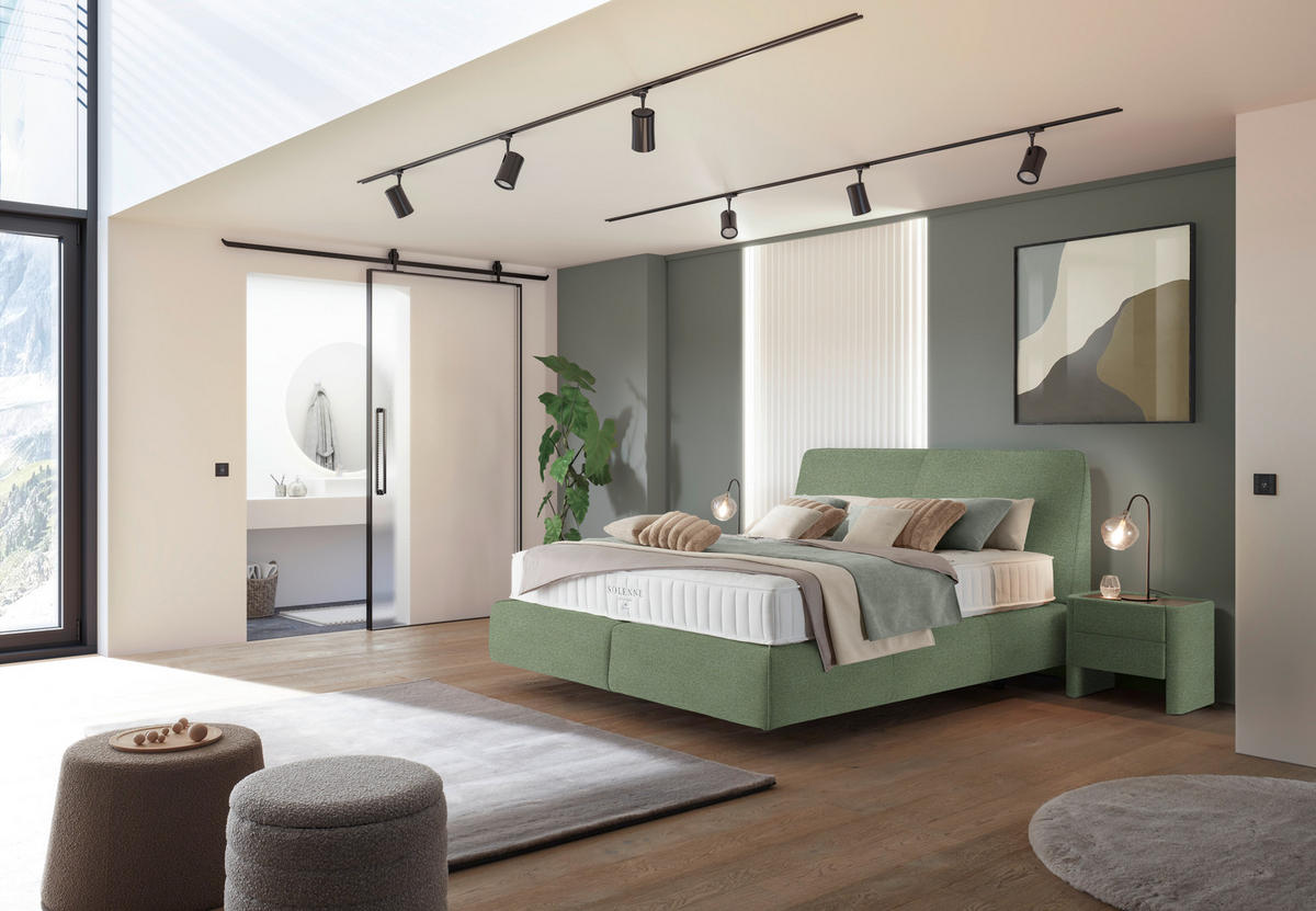 BOXSPRINGBETT 180/200 cm  in Mintgrün  - Schwarz/Mintgrün, Design, Kunststoff/Textil (180/200cm) - Johann Jakob