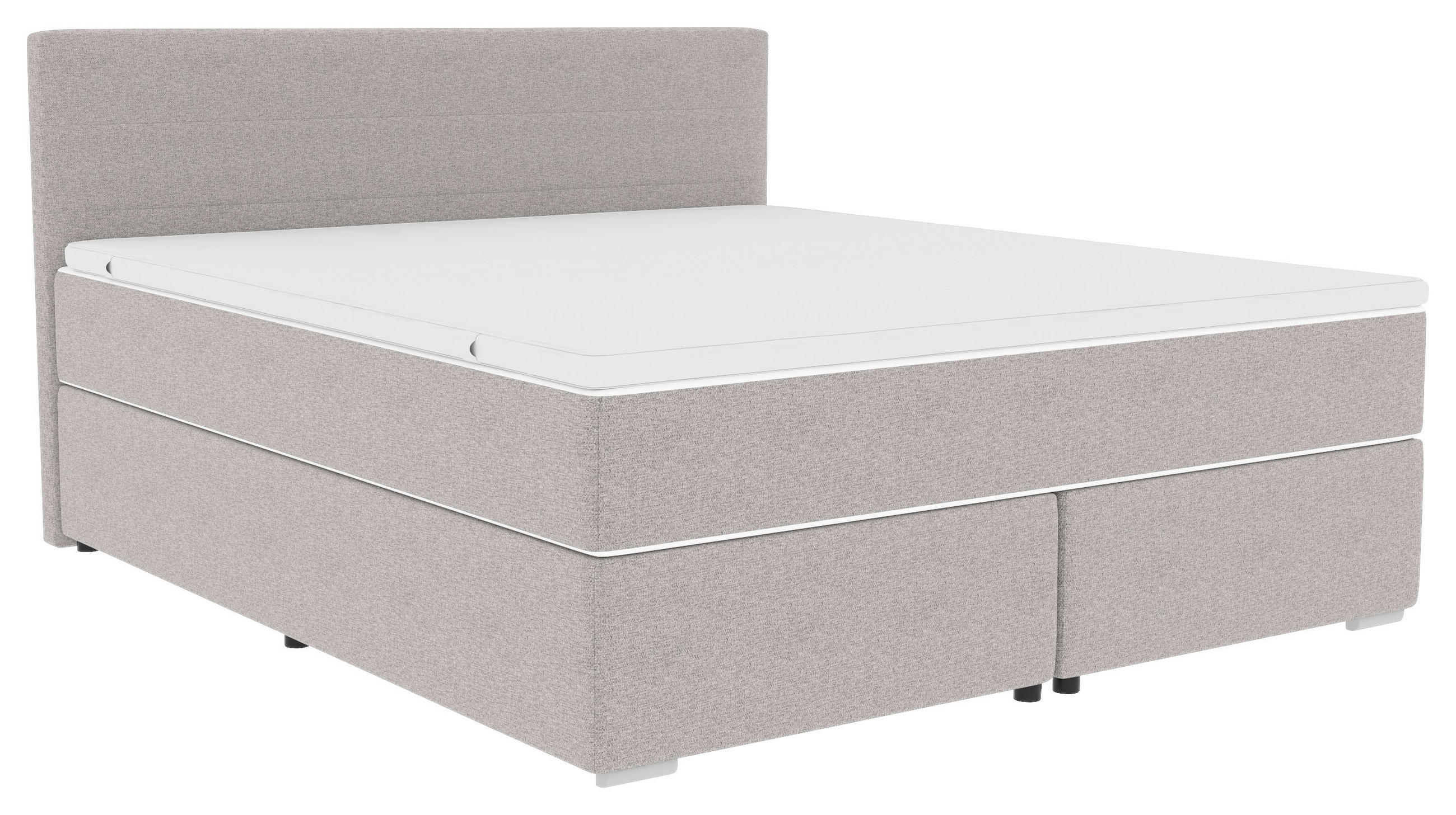 BOXSPRINGBETT 180/200 cm  in Hellgrau  - Chromfarben/Hellgrau, KONVENTIONELL, Kunststoff/Textil (180/200cm) - Boxxx