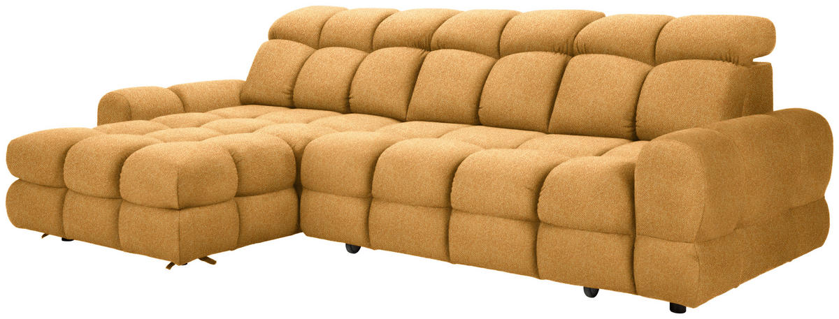 HÖRNSOFFA i velour currygul  - currygul/svart, Design, textil/plast (178/283cm) - Welnova