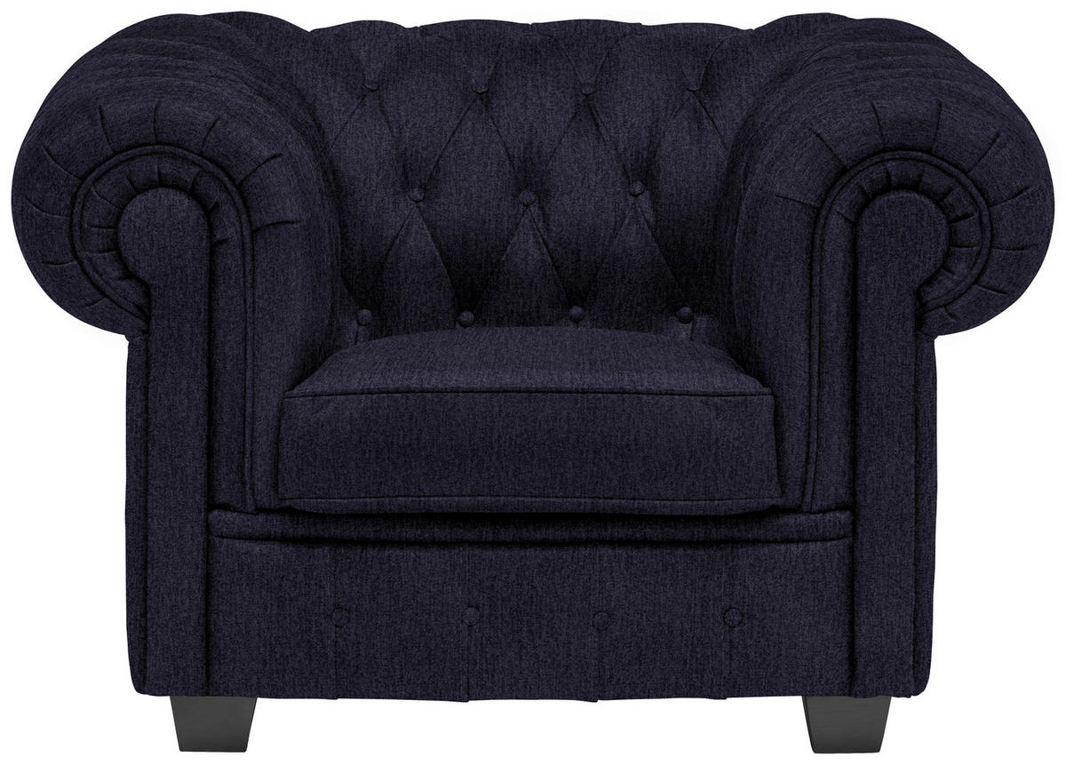 CHESTERFIELD-SESSEL - Wengefarben/Schwarz, LIFESTYLE, Holz/Textil (115/76,5/96cm) - Landscape