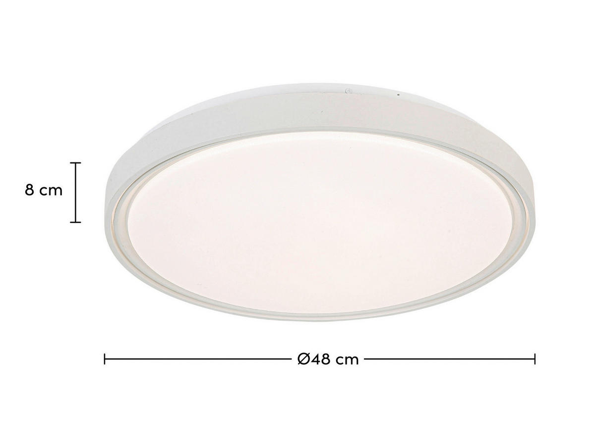 DECKENLEUCHTE 48/8 cm   - Transparent/Weiß, Trend, Kunststoff/Metall (48/8cm) - Novel