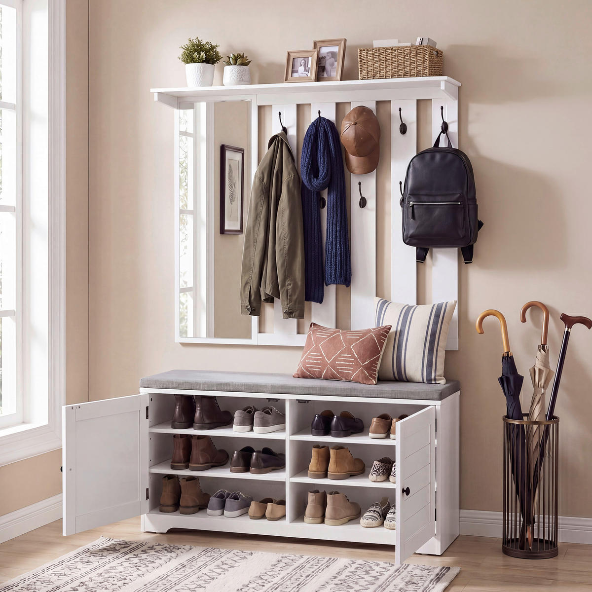 GARDEROBE  in 102/132,5/35,5 cm  - Weiß, Trend, Glas/Holzwerkstoff (102/132,5/35,5cm) - Boxxx