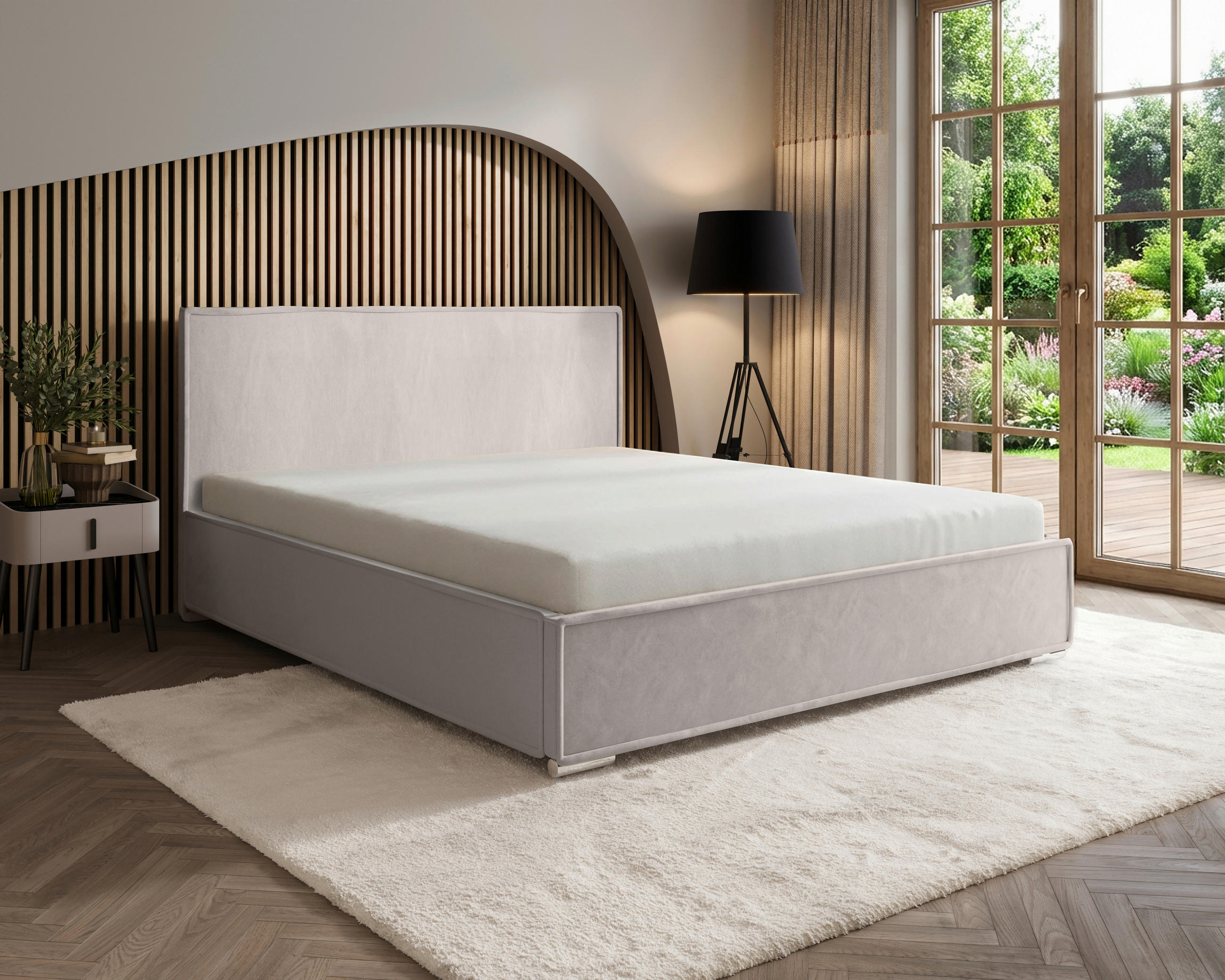 POLSTERBETT 180/200 cm,  in Creme, gepolstertes Kopfteil, Lattenrost, Bettkasten,  - Chromfarben/Creme, MODERN, Holz/Kunststoff (180/200cm) - Chameo