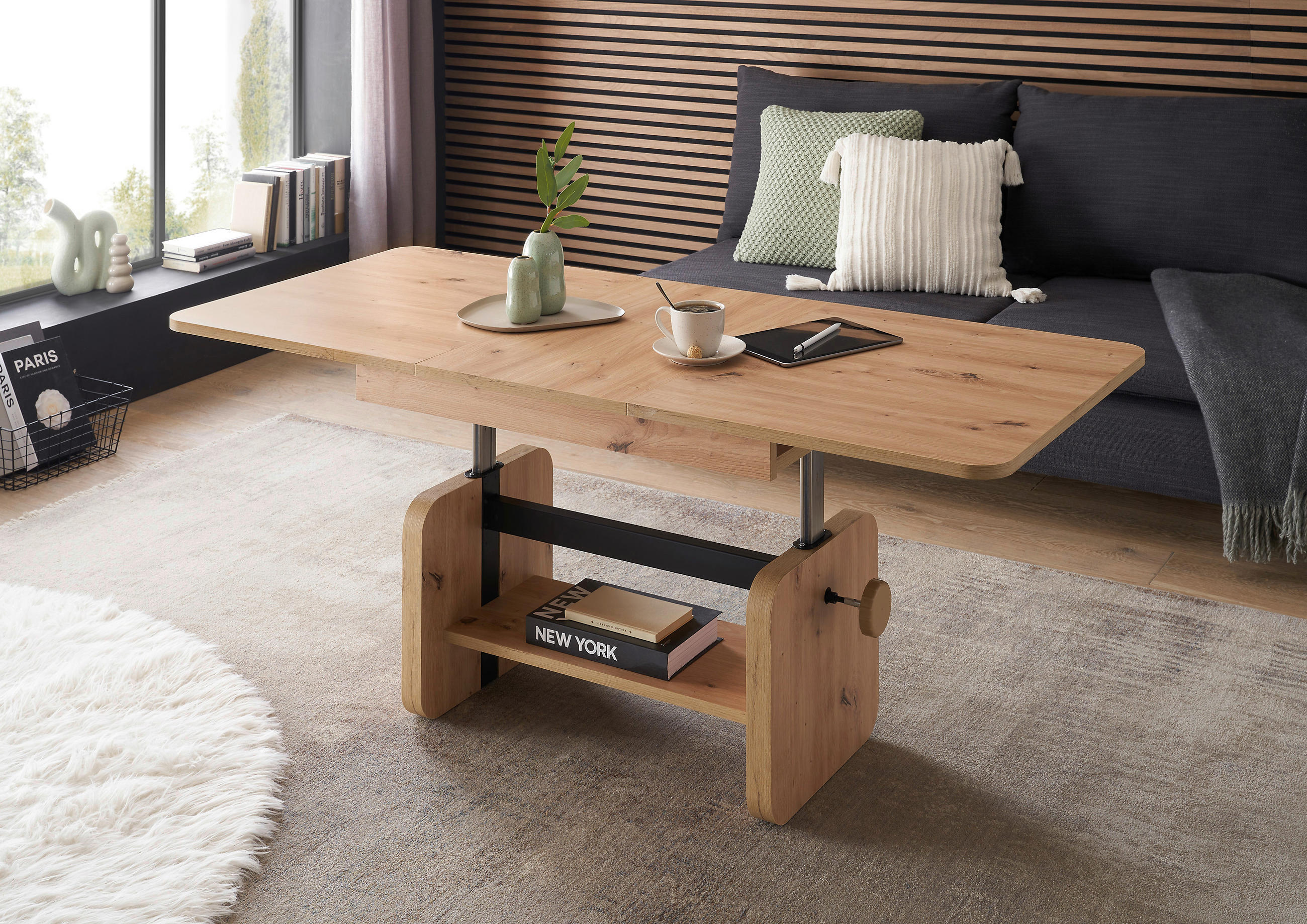 COUCHTISCH 110-148/65/47-63 cm rechteckig Eiche Artisan  - Eiche Artisan, KONVENTIONELL, Holzwerkstoff (110-148/65/47-63cm) - Carryhome