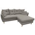 ECKSOFA Grau Feincord  - Buchefarben/Grau, KONVENTIONELL, Holz/Textil (211/154cm) - Carryhome