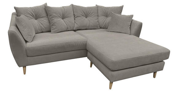 ECKSOFA Grau Feincord  - Buchefarben/Grau, KONVENTIONELL, Holz/Textil (211/154cm) - Carryhome