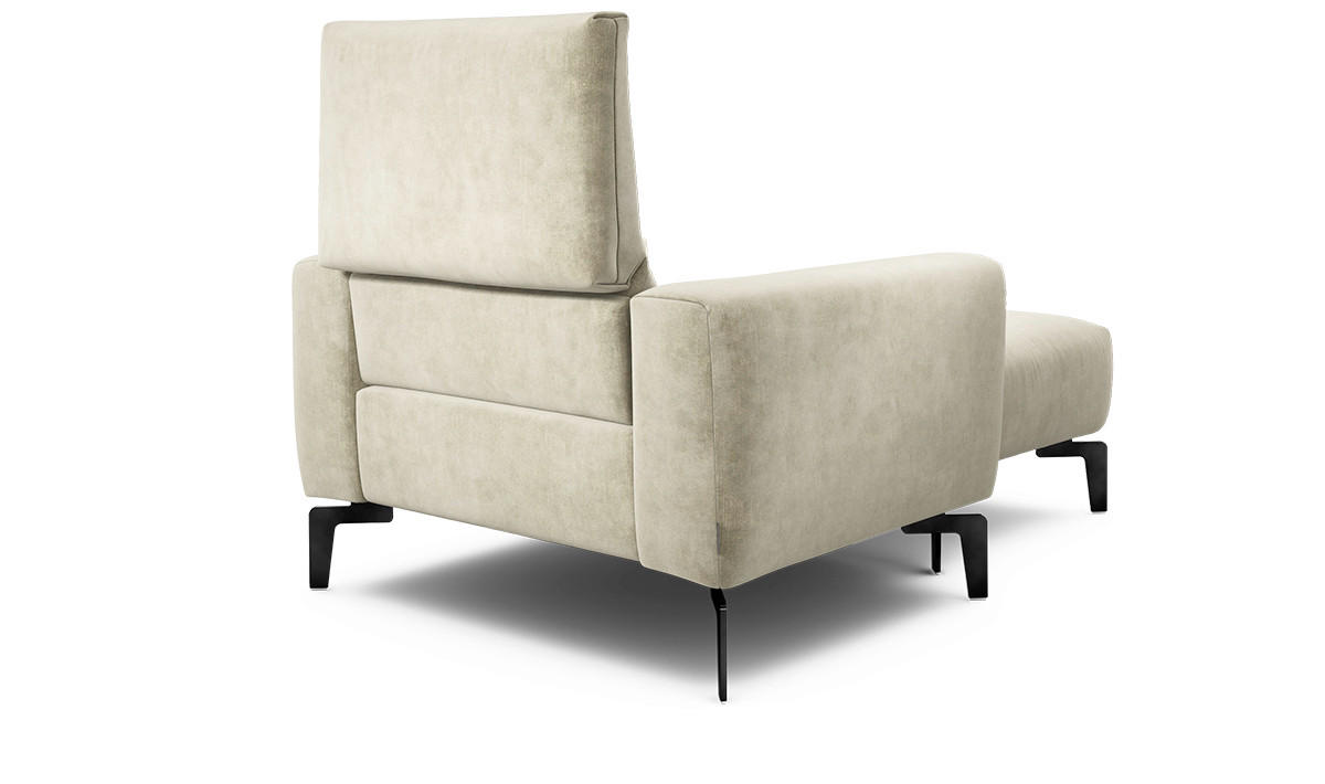Sessel inkl. Hocker in Samt Naturfarben  - Schwarz/Naturfarben, Design, Textil/Metall (110/85/86-94cm) - SENSOO