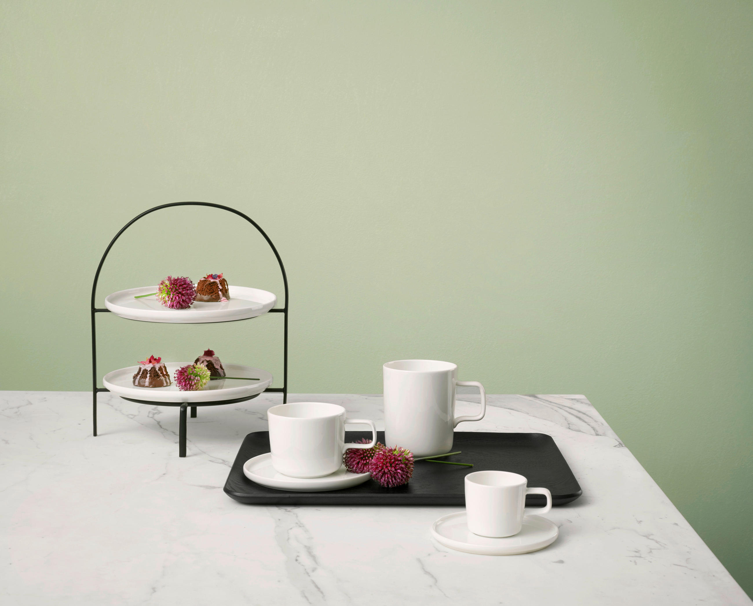 KAFFEETASSE MIT UNTERTASSE A TABLE OCO  - Weiß, Basics, Keramik (8/7cm) - ASA