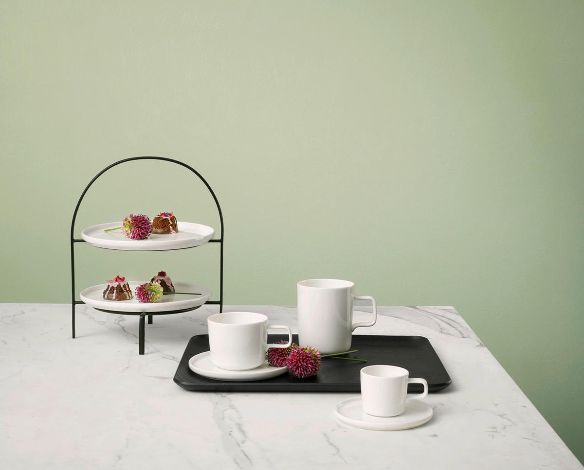 KAFFEETASSE MIT UNTERTASSE A TABLE OCO  - Weiss, Basics, Keramik (8/7cm) - ASA
