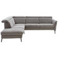 ECKSOFA Grau Struktur  - Schwarz/Grau, MODERN, Textil/Metall (235/275cm) - Cantus