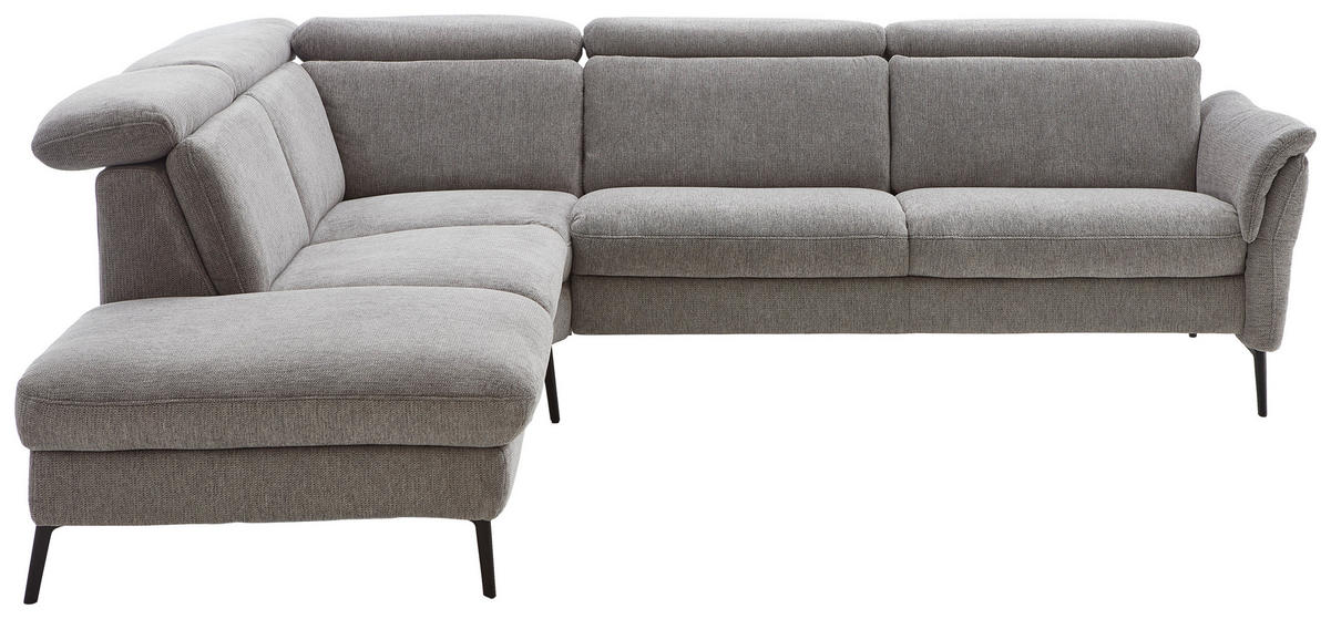 ECKSOFA in Struktur Grau  - Schwarz/Grau, Modern, Textil/Metall (235/275cm) - Cantus