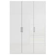 DREHTÜRENSCHRANK  in Weiß, Weiß Hochglanz  - Edelstahlfarben/Weiß Hochglanz, Basics, Holzwerkstoff/Metall (151/235/61cm) - Novel