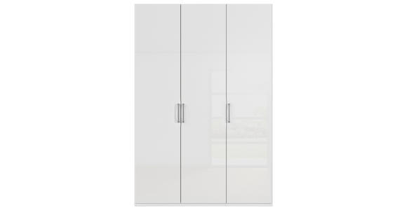 DREHTÜRENSCHRANK  in Weiß, Weiß Hochglanz  - Edelstahlfarben/Weiß Hochglanz, Basics, Holzwerkstoff/Metall (151/235/61cm) - Novel