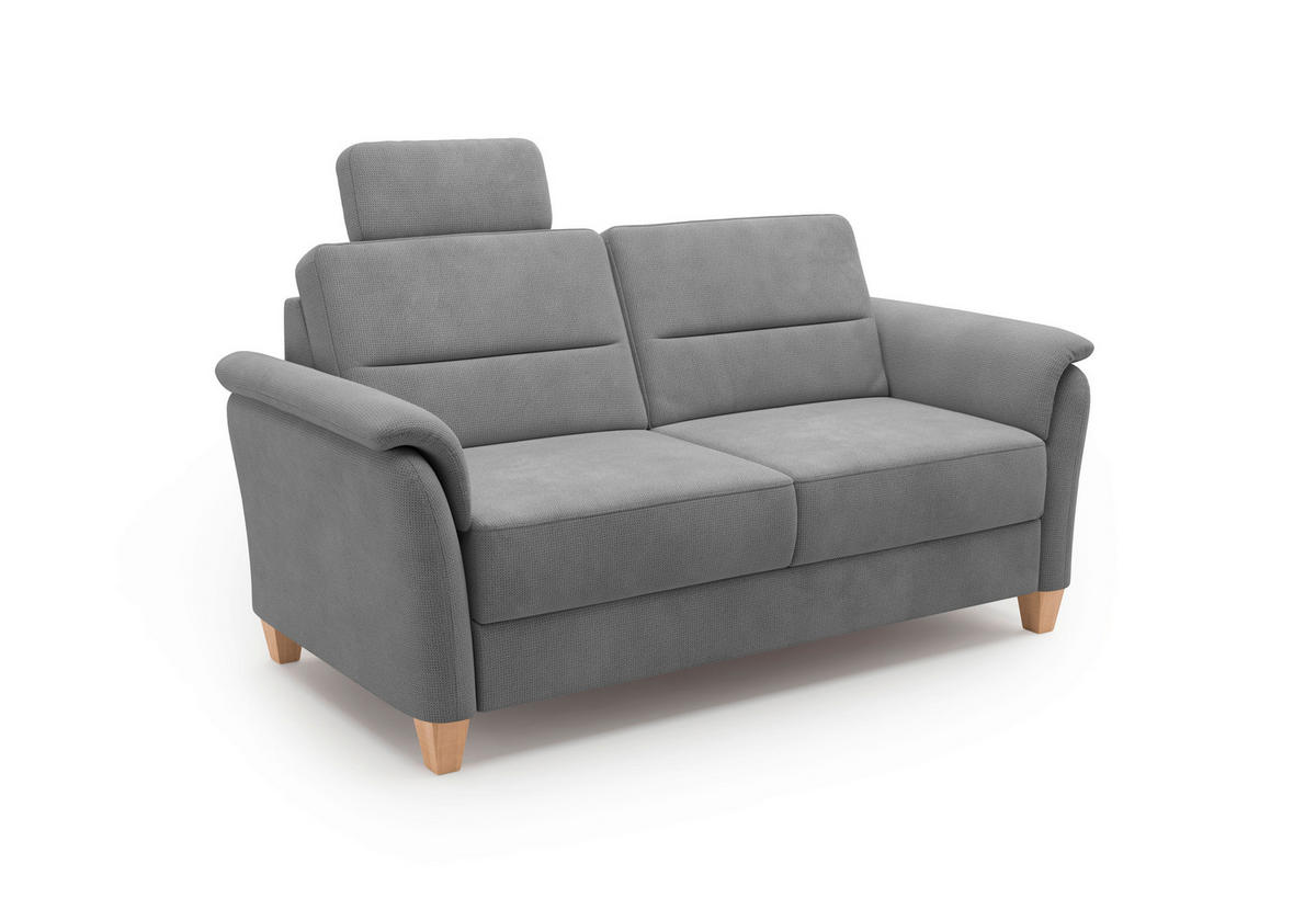 3-SITZER-SOFA in Flachgewebe Grau  - Eichefarben/Grau, KONVENTIONELL, Holz/Textil (179/89/89cm) - Sit & More